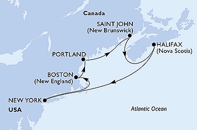 USA - Východné pobrežie, Kanada z New Yorku na lodi MSC Meraviglia
