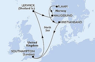 Veľká Británia, Nórsko zo Southamptonu na lodi MSC Virtuosa, plavba s bonusom
