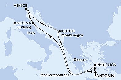 Taliansko, Čierna Hora, Grécko z Ancony na lodi MSC Lirica, plavba s bonusom