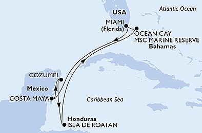 USA, Mexiko, Honduras, Bahamy z Miami na lodi MSC Seaside