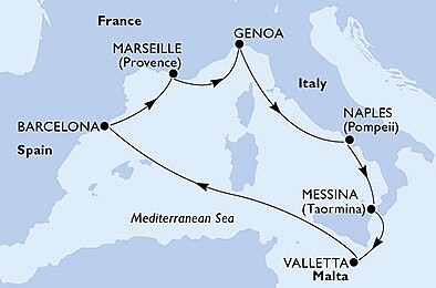 Taliansko, Malta, Španielsko, Francúzsko z Neapolu na lodi MSC World Europa, plavba s bonusom