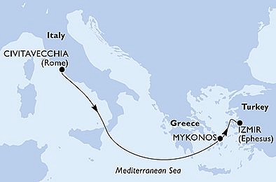 Taliansko, Grécko, Turecko z Civitavechie na lodi MSC Divina, plavba s bonusom