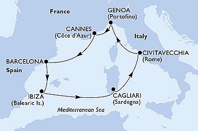 Taliansko, Francúzsko, Španielsko z Janova na lodi MSC Musica, plavba s bonusom