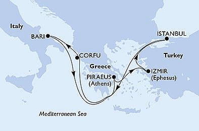 Grécko, Turecko, Taliansko z Pireusu na lodi MSC Sinfonia, plavba s bonusom