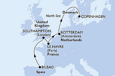 Španielsko, Veľká Británia, Francúzsko, Holandsko, Dánsko na lodi MSC Poesia, plavba s bonusom