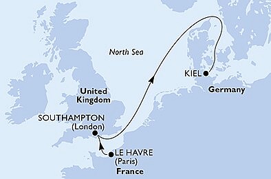 Francúzsko, Veľká Británia, Nemecko z Le Havre na lodi MSC Euribia, plavba s bonusom