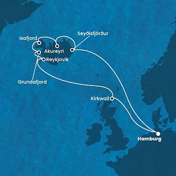 Nemecko, Island, Veľká Británia z Hamburgu na lodi Costa Favolosa