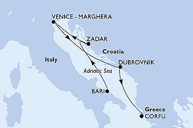 Taliansko, Chorvátsko, Grécko, Čierna Hora z Bari na lodi MSC Opera, plavba s bonusom