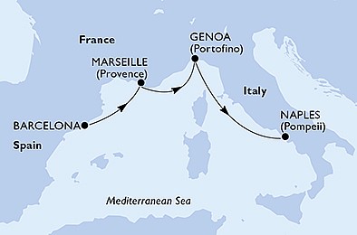 Španielsko, Francúzsko, Taliansko z Barcelony na lodi MSC Fantasia, plavba s bonusom