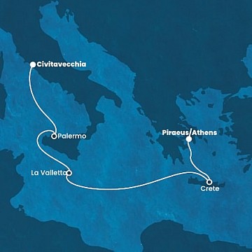 Grécko, Malta, Taliansko z Pireusu na lodi Costa Fortuna