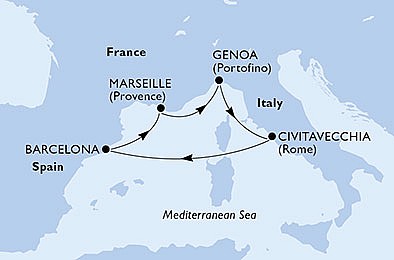 Taliansko, Španielsko, Francúzsko z Janova na lodi MSC Poesia, plavba s bonusom