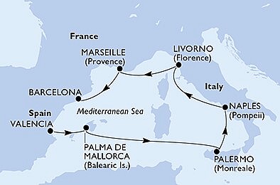 Španielsko, Taliansko, Francúzsko z Valencie na lodi MSC Seaside, plavba s bonusom
