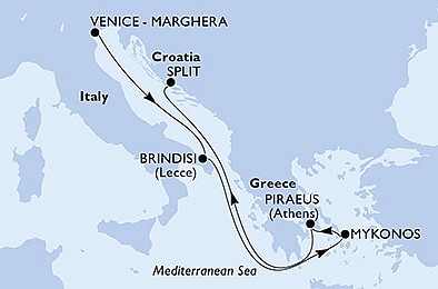 Taliansko, Grécko, Chorvátsko z Benátok na lodi MSC Armonia, plavba s bonusom