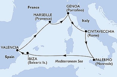 Taliansko, Španielsko, Francúzsko z Janova na lodi MSC Grandiosa, plavba s bonusom