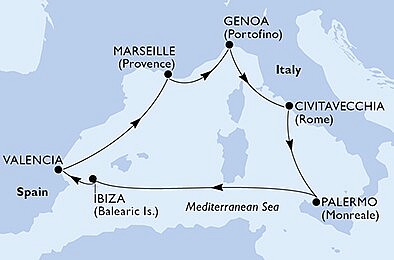 Španielsko, Francúzsko, Taliansko z Valencie na lodi MSC Grandiosa, plavba s bonusom