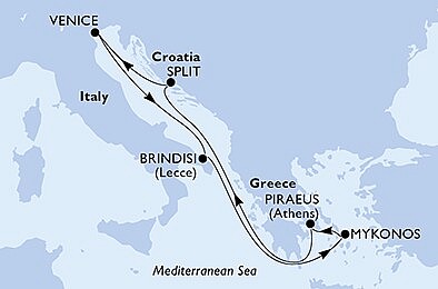 Taliansko, Grécko, Chorvátsko z Brindisi na lodi MSC Armonia, plavba s bonusom
