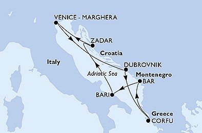 Taliansko, Chorvátsko, Grécko, Čierna Hora z Bari na lodi MSC Opera, plavba s bonusom