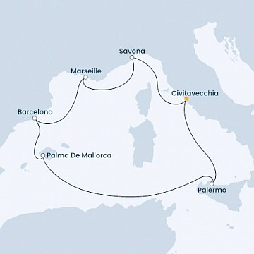Taliansko, Francúzsko, Španielsko z Civitavechie na lodi Costa Smeralda