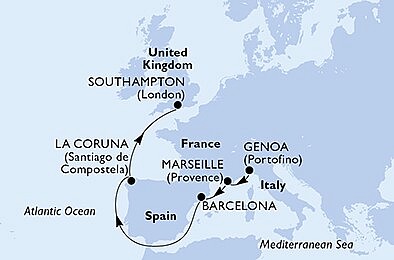 Taliansko, Francúzsko, Španielsko, Veľká Británia z Janova na lodi MSC Poesia, plavba s bonusom