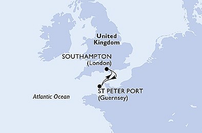 Veľká Británia, Korunní závislé území Velké Británie zo Southamptonu na lodi MSC Virtuosa, plavba s bonusom