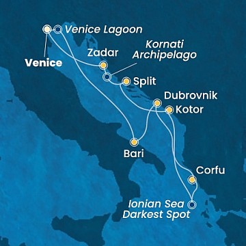 Taliansko, Chorvátsko, Grécko, Čierna Hora z Marghery na lodi Costa Deliziosa