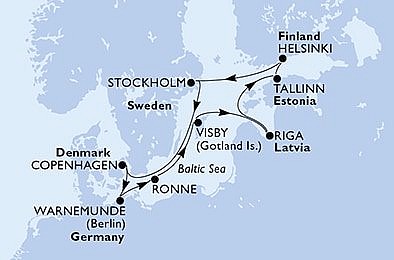 Dánsko, Nemecko, Švédsko, Lotyšsko, Estónsko, Fínsko z Kodaně na lodi MSC Poesia, plavba s bonusom