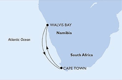 Juhoafrická republika, Namíbia z Kapského Mesta na lodi MSC Splendida