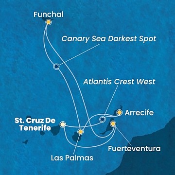 Španielsko, Portugalsko, z Lanzarote z Tenerife na lodi Costa Smeralda