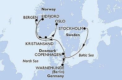 Švédsko, Dánsko, Nemecko, Nórsko zo Stockholmu na lodi MSC Poesia, plavba s bonusom