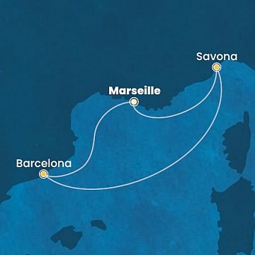 Francúzsko, Taliansko, Španielsko z Marseille na lodi Costa Diadema