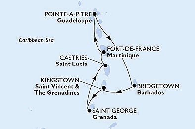 Guadeloupe, Barbados, Sv. Vincent a Grenadiny, Grenada, Sv. Lucia, Martinik z Pointe-a-Pitre na lodi MSC Seaside, plavba s bonusom