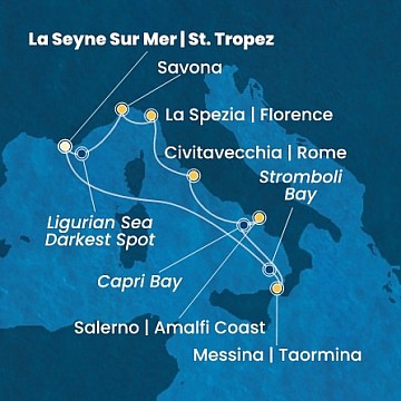 Francúzsko, Taliansko z Toulonu na lodi Costa Fascinosa