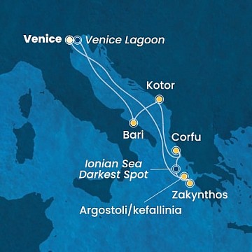 Taliansko, Čierna Hora, Grécko z Marghery na lodi Costa Deliziosa