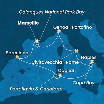 Francúzsko, Španielsko, Taliansko z Marseille na lodi Costa Smeralda