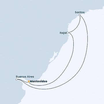 Uruguaj, Argentína, Brazília z Montevidea na lodi Costa Favolosa