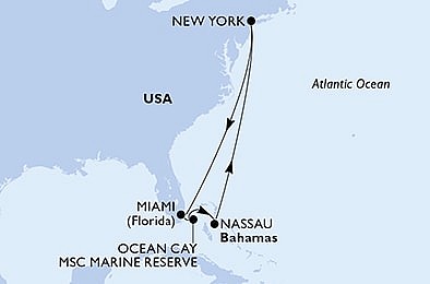 USA - Východné pobrežie, USA, Bahamy z New Yorku na lodi MSC Meraviglia, plavba s bonusom