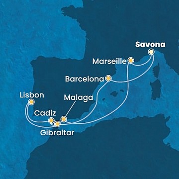 Taliansko, Španielsko, Gibraltár, Portugalsko, Francúzsko ze Savony na lodi Costa Fascinosa