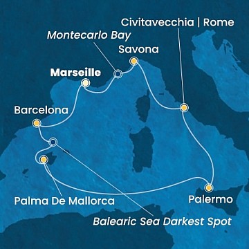 Francúzsko, Španielsko, Taliansko z Marseille na lodi Costa Toscana