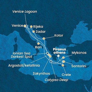 Grécko, Čierna Hora, Chorvátsko, Taliansko z Pireusu na lodi Costa Deliziosa