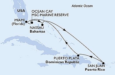 USA, Bahamy, Dominikánska republika z Miami na lodi MSC Seaside