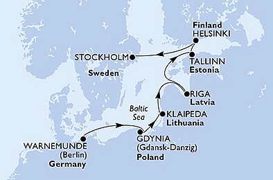 Nemecko, Poľsko, Litva, Lotyšsko, Estónsko, Fínsko, Švédsko z Warnemünde na lodi MSC Poesia, plavba s bonusom