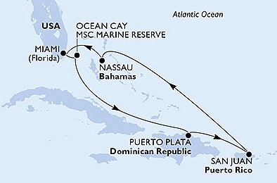 USA, Bahamy, Dominikánska republika z Miami na lodi MSC Seaside, plavba s bonusom