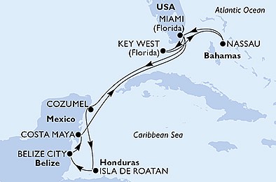 USA, Mexiko, Honduras, Belize, Bahamy z Miami na lodi MSC Magnifica, plavba s bonusom