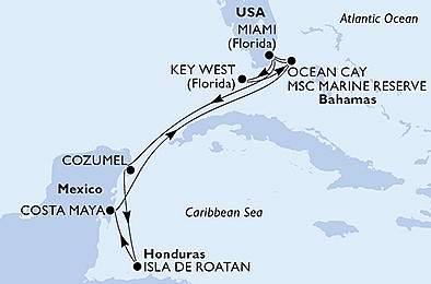 USA, Mexiko, Honduras, Bahamy z Miami na lodi MSC Magnifica