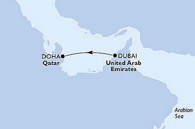 Spojené arabské emiráty, Katar z Dubaja na lodi MSC Euribia