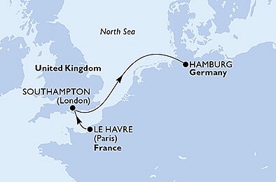 Francúzsko, Veľká Británia, Nemecko z Le Havre na lodi MSC Euribia, plavba s bonusom