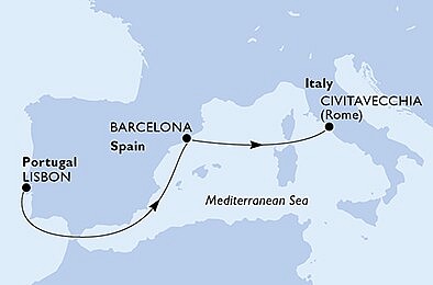 Portugalsko, Španielsko, Taliansko z Lisabonu na lodi MSC Divina