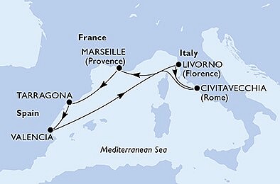 Taliansko, Francúzsko, Španielsko z Civitavechie na lodi MSC Fantasia, plavba s bonusom