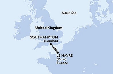 Veľká Británia, Francúzsko zo Southamptonu na lodi MSC Virtuosa