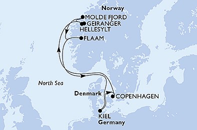 Nemecko, Dánsko, Nórsko z Kielu na lodi MSC Euribia, plavba s bonusom